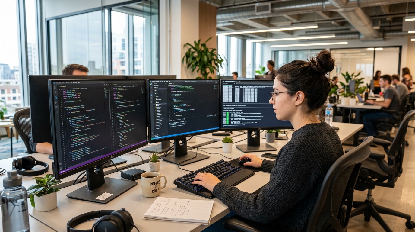Ilustrasi Layanan AI Coding / Software Development
